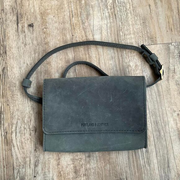 Portland Leather Basic Belt Bag Women's Grey Blue - Picture 1 of 6